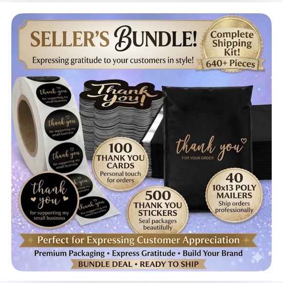 40 10x13 Poly Mailers, 100 Cards & 500 Stickers Bundle - Picture 11 of 15